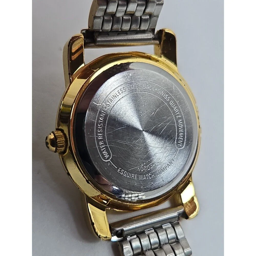 Womens Vintage ESQ Esquire by Movado Swiss Quartz Gold Tone Watch New Battery